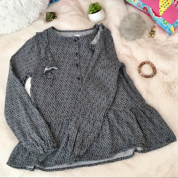 Gap Girls Long Sleeve Button Ruffle Blouse XL (12) - Picture 2 of 3
